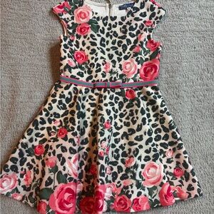 Truly Me Pink Floral and Leopard Kids Dress